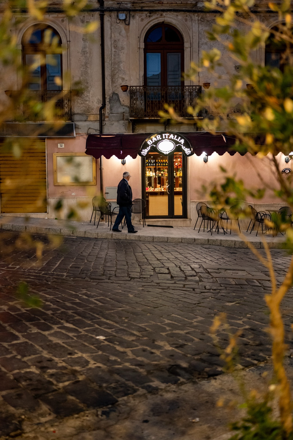 A warm doorway in a quiet lane