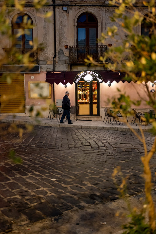 A warm doorway in a quiet lane